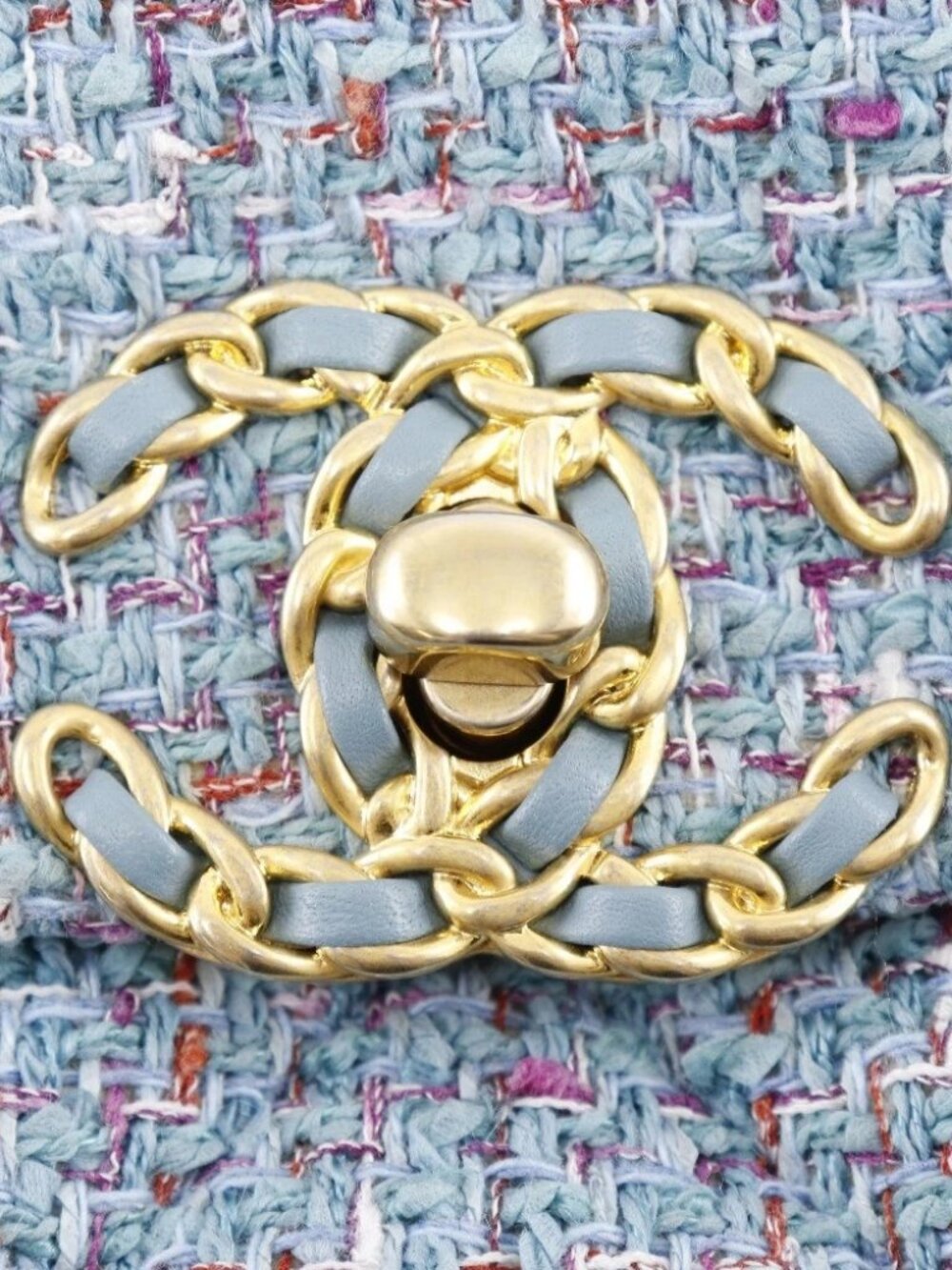 CHANEL ChainShoulder19 Shoulder Bag AS1160 Diznow 2WAYShoulder Blue tweed - Picture 4 of 12
